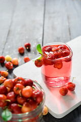 Cherries drink with fresh cherry, Cherry juice