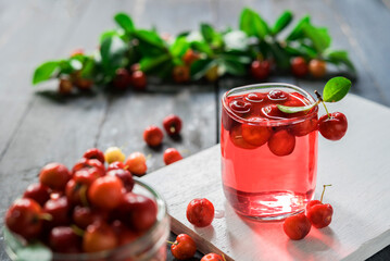 Cherries drink with fresh cherry, Cherry juice