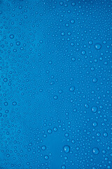 Water drops on blue background.