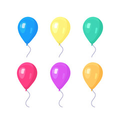 Set of helium balloon, flying air balls  isolated on white background. Happy birthday, holiday concept. Party decoration