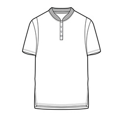mens short sleeve chinese collar t shirt fashion flat sketch vector illustration