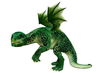 3D Rendering Fairy Tale Dragon on White