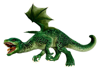 3D Rendering Fairy Tale Dragon on White