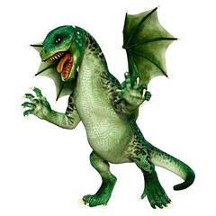 3D Rendering Fairy Tale Dragon on White