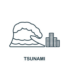 Tsunami icon. Monochrome simple icon for templates, web design and infographics