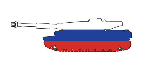 Modern Battle Tank With Russian Flag