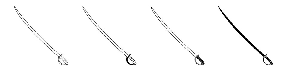 Sword icon vector set. saber illustration sign collection. weapon symbol. steel logo.