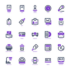 Stationery icon pack for your website, mobile, presentation, and logo design. Stationery icon mix line and solid design. Vector graphics illustration and editable stroke.