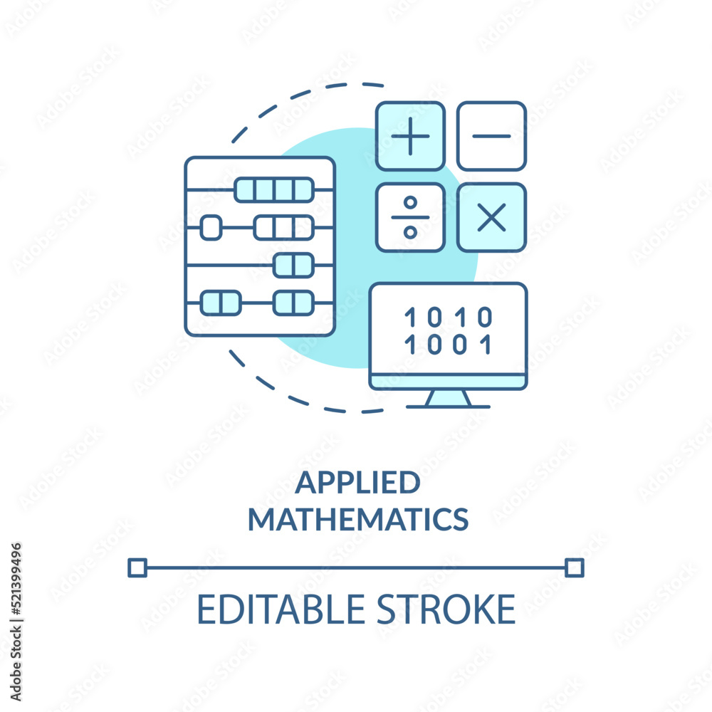 Poster applied mathematics turquoise concept icon. machine learning engineer skill abstract idea thin line 