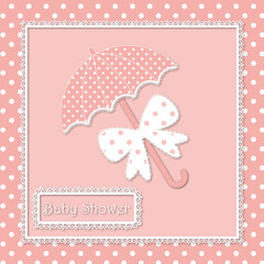 Baby shower card with umbrella. Vector illustration