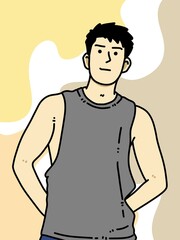 Fototapeta premium cute man cartoon on colorful background