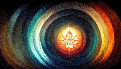 Colorful mandala illustration as spirituality concept - obrazy, fototapety, plakaty