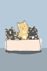 Cute baby cats cartoon hand drawn style,for printing,card, t shirt,banner,product.vector illustration