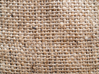 Close-up view of antique sack texture