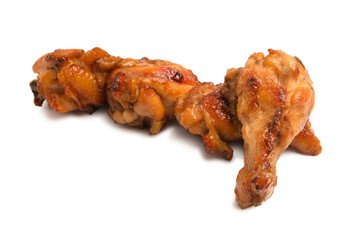 Delicious fried chicken wings isolated on white background
