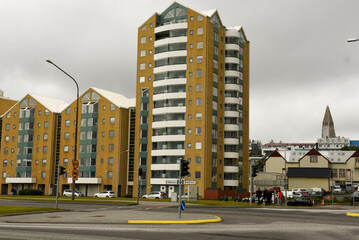 Fototapeta premium Traditional and modern buildings at Reykjavik on Iceland
