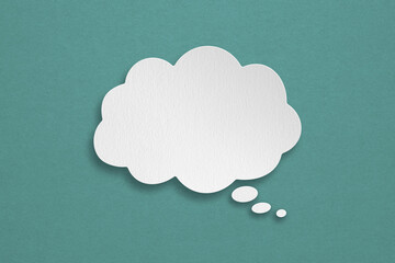 speech bubbles paper cut on grunge green background including clipping path. message box outline...