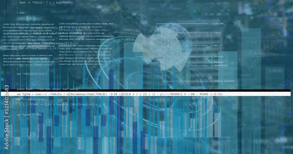 Aufkleber Animation of scrolling window with graphs and charts and data processing