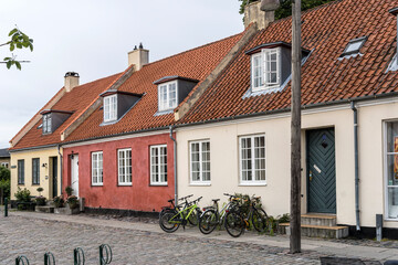 dormers on roofs of traditional houses, Dragor, Denmark