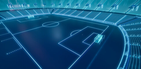 3D Rendering of Futuristic Neon Style Soccer Stadium © grasycho