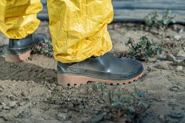 Fototapeta premium Image of safety shoe taken with selective focus.