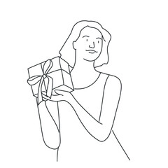 Happy woman with gift.