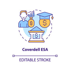 Coverdell ESA concept icon. Open account. Account type for college savings abstract idea thin line illustration. Isolated outline drawing. Editable stroke. Arial, Myriad Pro-Bold fonts used