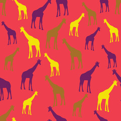Giraffe silhouettes vector seamless pattern