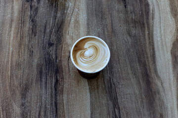 On the table in the restaurant strong and hot coffee.