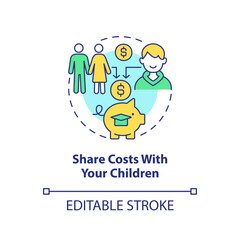 Fototapeta na wymiar Share costs with your children concept icon. Tip for saving for college abstract idea thin line illustration. Isolated outline drawing. Editable stroke. Arial, Myriad Pro-Bold fonts used