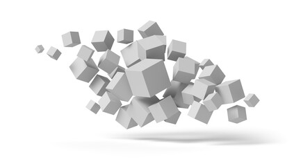 Abstraction from a cube on a white background. 3d render illustration.