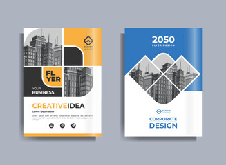 Corporate Business Flyer poster pamphlet brochure cover design layout background, one colors scheme, vector template in A4 size - Vector