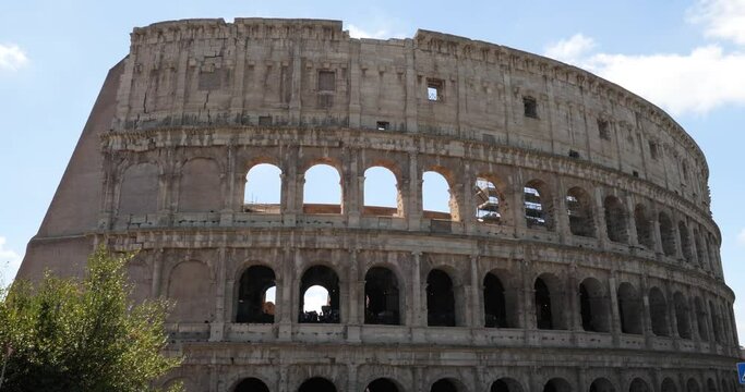 Famous landmark of Rome, Italy, Colosseum ancient roman amphitheater.