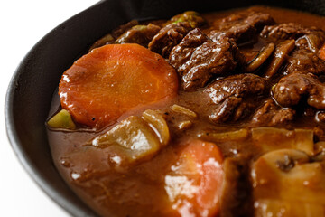 beef stew on a white background