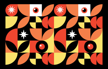 Geometric pattern in black, orange and red colours.Pattern for background, wallpapers, textile, tile,  decorative prints, invitation letters, etc.