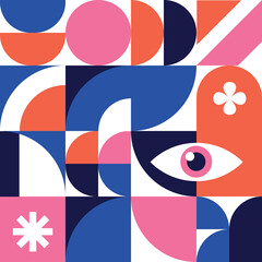 Trendy geometric pattern. Vector bauhaus pattern for backgrounds, poster art, textile design, decorative prints, invitation letters, etc.