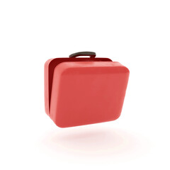 3D first aid kit ,red medicine chest, open case isolated on white background, 3d rendering