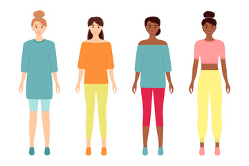 Beautiful women in clothes for home. Vector illustration