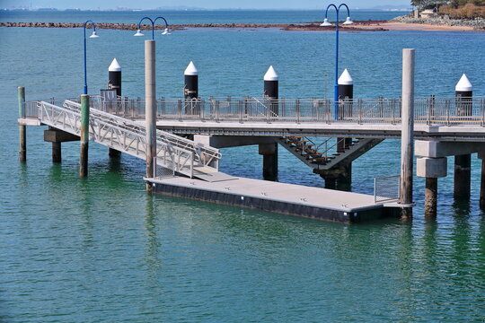 Floating pontoons at Redcliffe Jetty head sheltered by a breakwater-Queensland-Australia-116