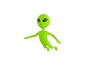 Alien character flying in 3d rendering.