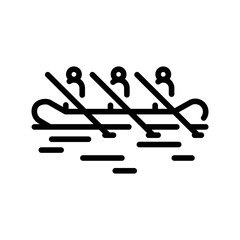 Rafting black line icon. Water activity.