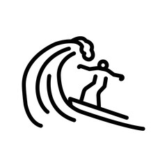 Surfing black line icon. Water activity.