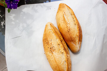 Picture showing Turkish bread loafs on table