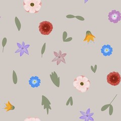 seamless pattern with flowers garden cute small