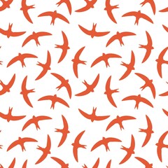 seamless pattern with red birds abstract