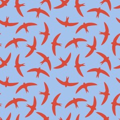 seamless pattern with red birds abstract