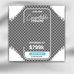 Real estate house agency social media template. square banner real estate sale promotion post
