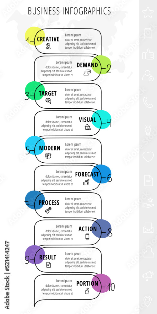 Poster vector infographic thin line. speech bubbles design label with icons. template inforgraphics with te