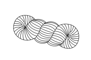 Skeins of Yarn Thread For Knitting. Doodle Stile, Vector Flat Illustration, Isolated.