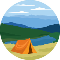 illustration of a landscape with camping
